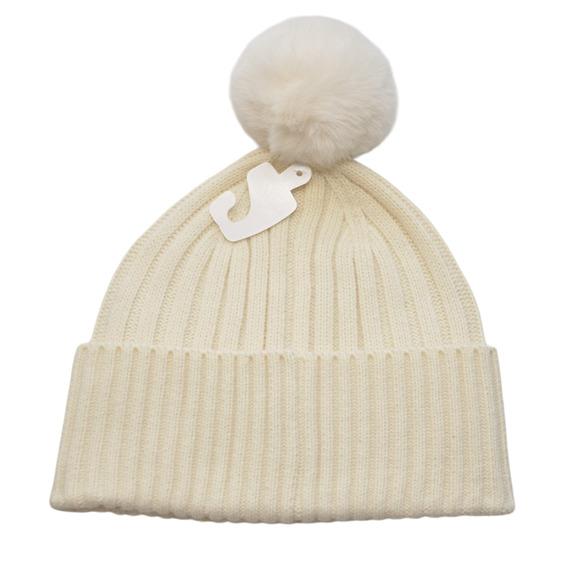 Michael Kors Pom-Pom Ribbed Knit Beanie Hat One Size Bone Nwt $98